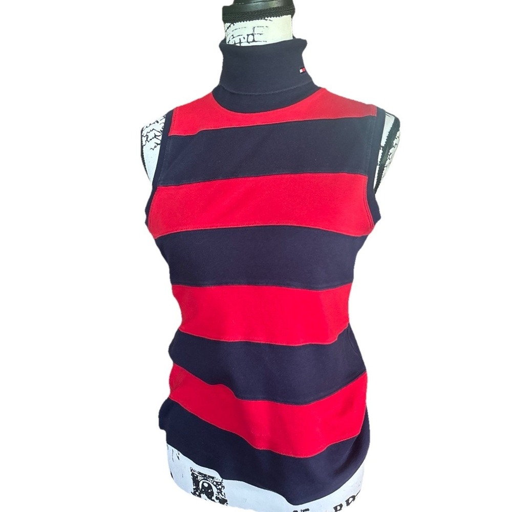 Tommy Hilfiger Sleeveless Striped Turtleneck Red/Navy M